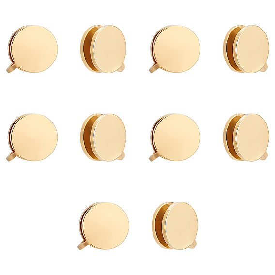 10 шт. серьги-клипсы из нержавеющей стали, плоско-круглые