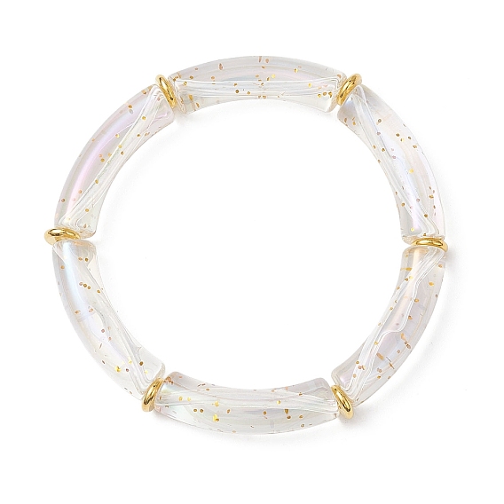 Акриловые браслеты с уф-покрытием для женщин, изогнутая трубка, с латунным