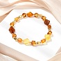 Эластичные браслеты из натурального янтаря и латунных бусин для женщин, ромб и куб