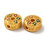 Rack Plating Alloy Enamel Beads, Cadmium Free & Lead Free, Flat Round, Matte Gold Color