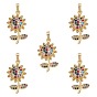 Brass Micro Pave Cubic Zirconia Pendants, Sunflower