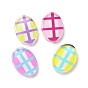 Transparent Acrylic Cabochons, for Earrings Accessories, Oval with Tartan Pattern