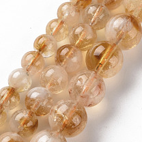 Heated Natural Citrine Beads Strands, Round