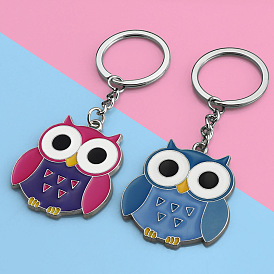 Owl Alloy Enamel Pendant Keychain, for Key Bag Car Pendant Decoration