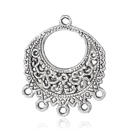 De style tibétain liens alliage de lustre, plat rond, 32x27x1.5mm, Trou: 2mm