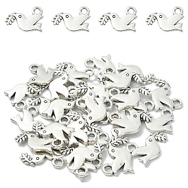 30 шт. Подвески из сплава в тибетском стиле, голубь с веткой