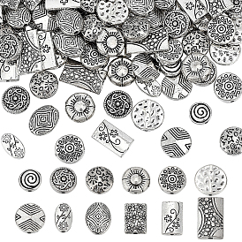 120Pcs 12 Styles Tibetan Style Alloy Beads, Mixed Shapes