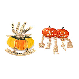 Pumpkin Enamel Pins, Alloy Brooches for Backpack Clothes, Light Gold