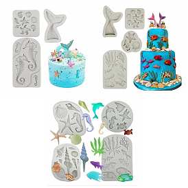 DIY Sea Animals Shape Food Grade Silicone Molds, Fondant Molds, For DIY Cake Decoration, Chocolate, Candy