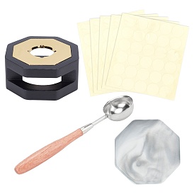 DIY Scrapbook Kits, Including Sealing Wax Stove, Marble Pattern Porcelain Cup Coasters, Iron Wax Sticks Melting Spoon, Gift Tag Labels Self-Adhesive Present Stickers