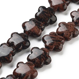 Natural Mahogany Obsidian Beads Strands, Flower