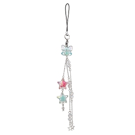 Bowknot Star Acrylic Pendant Decorations, Synthetic Crackle Quartz Beads & Nylon Cord Hanging Ornaments