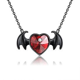Gothic Devil Wing Heart Pendant Vintage Couple Gift Collarbone Chain Necklace.