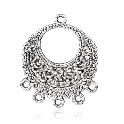 De style tibétain liens alliage de lustre, plat rond, 32x27x1.5mm, Trou: 2mm