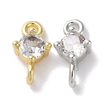 Латунное покрытие стойки, проложенное прозрачным кубическим цирконием, соединительные подвески, плоские круглые ссылки, долговечный, без свинца и без кадмия