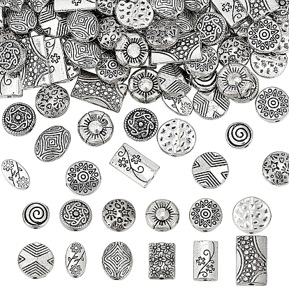 120Pcs 12 Styles Tibetan Style Alloy Beads, Mixed Shapes