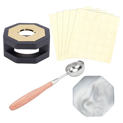 DIY Scrapbook Kits, Including Sealing Wax Stove, Marble Pattern Porcelain Cup Coasters, Iron Wax Sticks Melting Spoon, Gift Tag Labels Self-Adhesive Present Stickers