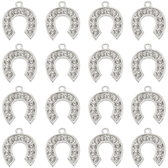40подвески со стразами из сплава, подвески в виде подковы