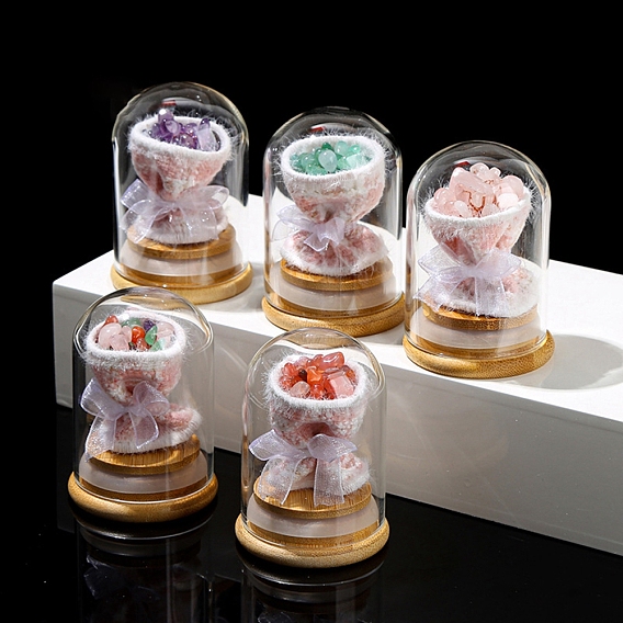 Украшения для витрины из арочной стеклянной банки с букетом натуральных драгоценных камней внутри, подарок бутылке желаний для женщины