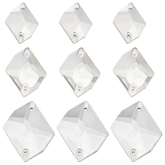 72шт 3 стиль неправильный ромб стекло пришитый стразы, плоская задняя и задняя, граненые