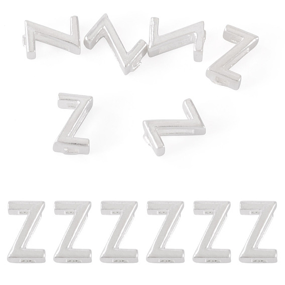 6шт. 925 полые бусины с инициалами из стерлингового серебра, серебряные