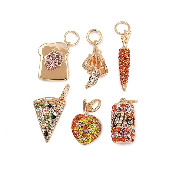 Подвески латунные горный хрусталь, темы еды, золотые, с целью перехода в кольце