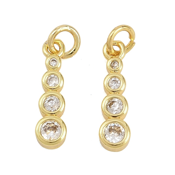 Латунные микропаве прозрачные подвески с фианитом, плоские круглые прелести