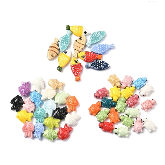 Фарфоровые бусины ручной работы, яркие глазированный фарфор