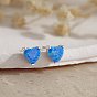 925 Sterling Silver Opal Stud Earrings for Women, with S925 Stamp, Real Platinum Plated, Heart