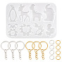 Kits de fabricación de llavero diy, incluyendo moldes de silicona colgantes, Anillos de salto abiertos de hierro y llaveros divididos