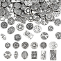 120Pcs 12 Styles Tibetan Style Alloy Beads, Mixed Shapes