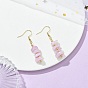 304 из нержавеющей стали болтаться серьги, с натуральным кунзитом, золотые