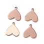 Brass Charms, Stamping Blank Tag, Long-Lasting Plated, Heart