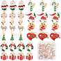 40 шт 10 стиль подвески из сплава эмали, с кристально горный хрусталь, Рождество, без кадмия и без свинца, золотой свет, северный олень/олень, снежинка, колокольчик и леденец