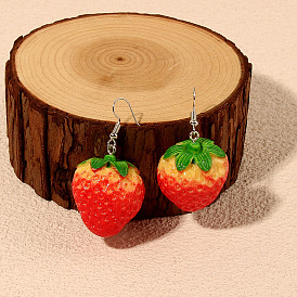 Cute Strawberry Pendant Earrings - European and American Fashion Fruit Earrings.
