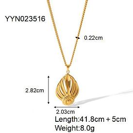 Ожерелья с подвесками из нержавеющей стали для женщин в форме листа во французском стиле, реальный 304 k позолоченный