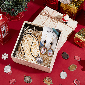 Подвески для кабошонов  & стразов, цинковый сплав, с прозрачными овальными стеклянными кабошонами, DIY фурнитура для ювелиных изделий