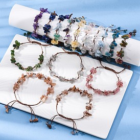 Регулируемые браслеты из плетеных бусин из натуральных драгоценных камней для женщин