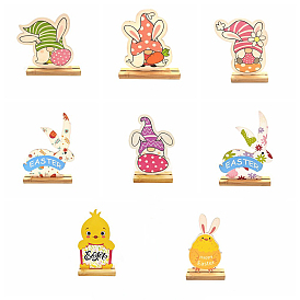 Wood Display Decorations, Easter Party Ornaments, Gnome/Rabbit/Chick Pattern