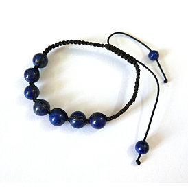 Adjustable Nylon Cord Braided Bead Bracelets, with Gemstone