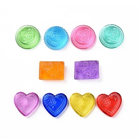 Cabujones acrílicos transparentes, decorar accesorios, corazón, rectángulo y plano y redondo