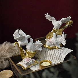 Resin Musical Instruments Pigeon Figurines, for Home Office Desktop Decoration