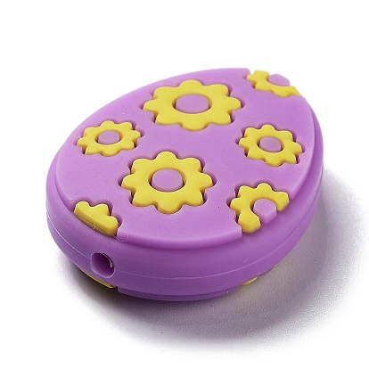 Easter Egg with Flower Silicone Beads
