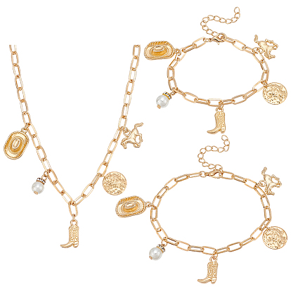 Ожерелья, браслеты и наколенники в виде лошади, сапоги, шляпы из цинкового сплава для ковбойской девушки