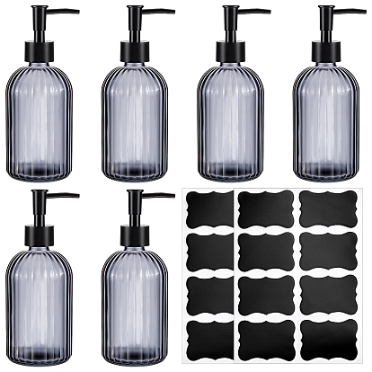 6 Pièces de flacons à pompe en verre, avec pompe, 2 Feuilles d'étiquettes pour tableau noir en PVC, autocollants vierges