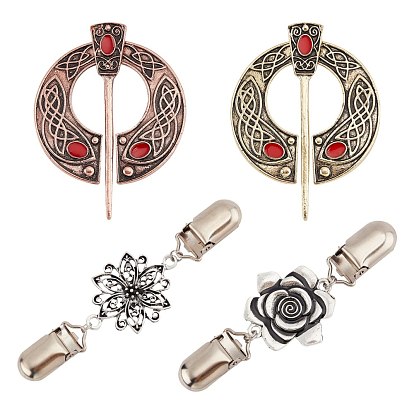 Flat Round Alloy Brooch, Enamel Pin and Retro Alloy Cardigan Clips, Sweater Collar Clips, Dresses Shawl Clips, Cadmium Free & Lead Free
