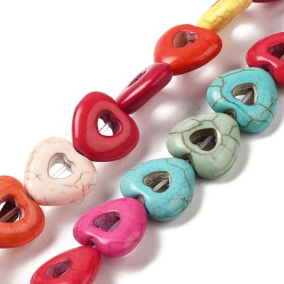 Synthetic Turquoise Dyed Beads Strands, Heart
