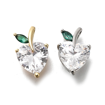 Латунные подвески из прозрачного кубического циркония, без кадмия, без никеля и без свинца, яблоко