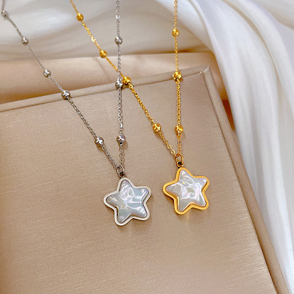 Minimalist Gold Necklace for Women, Lock Collar Chain with Starfish Mermaid Personality
