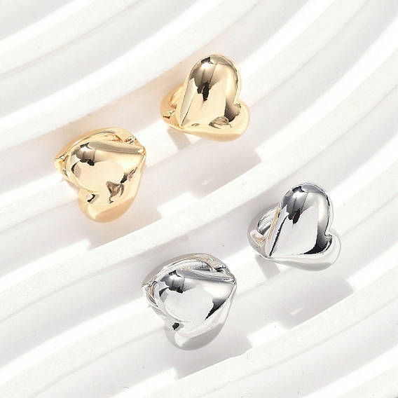 Латунные серьги обруча, сердце